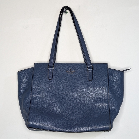 Kate Spade Blue Pebbled Leather Satchel Tote Bag - Picture 1 of 16